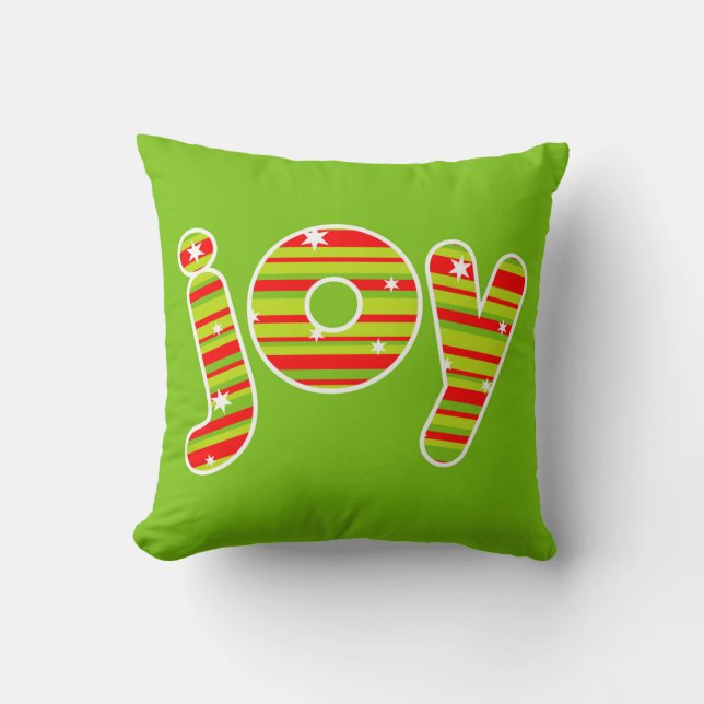 Coussin JOIE à Noël, Red & Green Stripes (Recto)