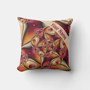 Coussin Joie Colorée Abstrait Nom Fantastique Rouge Orange
