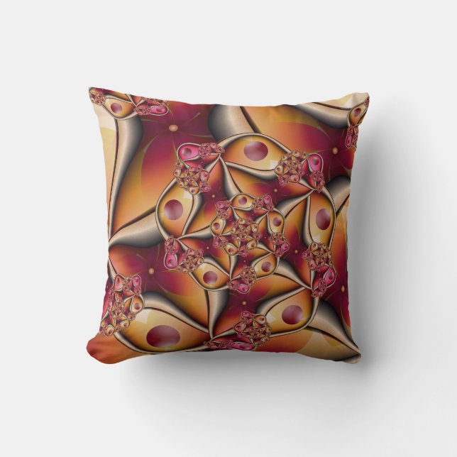 Coussin Joie Colorée Abstrait Orange Rouge Fantaisie Fract (Recto)