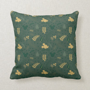 Coussin Joie de Noël Mickey motif de fêtes vert et or