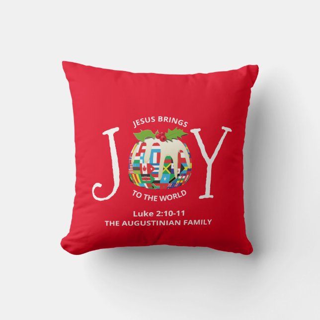 Coussin JOIE DE Noël Rouge AU MONDE Christian (Recto)