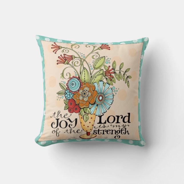 Coussin Joie du seigneur - bouquet floral - carreau (Recto)