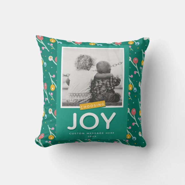 Coussin Joie sur mesure 1 photo Fêtes de Noël Berries Vert (Recto)