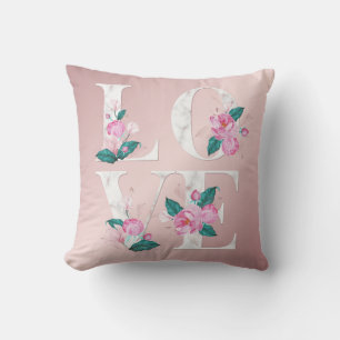 Coussin Joli amour blanc rose floral