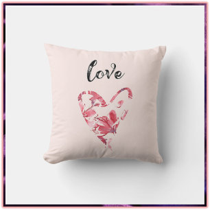 Coussin Joli amour rose coeur floral