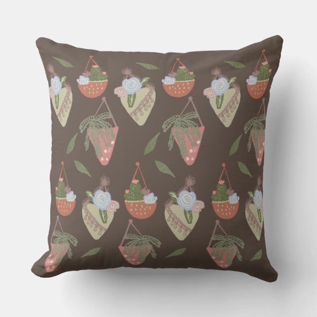 Coussin Joli amoureux Plante accrochant des pots en terre  (Recto)