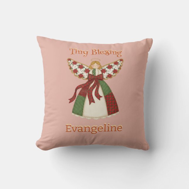 Coussin Joli Ange Patchwork – Bébé Personnalisé (Recto)