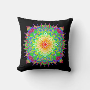 Coussin Joli arc-en-ciel coloré Mandala Art Abstrait