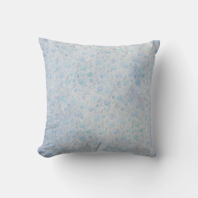 Coussin Joli Blue Shabby Floral Cushion (Recto)