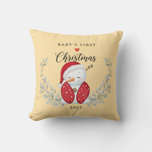 Coussin Joli Bonhomme de Neige Endormi   Le Premier Noël d