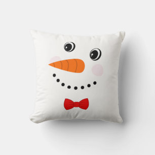 Coussin Joli bonhomme de neige personnalisé avec nœud papi