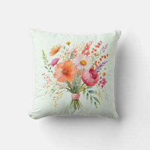 Coussin Joli Bouquet Floral Gerbe de Fleurs Liées à la Mai