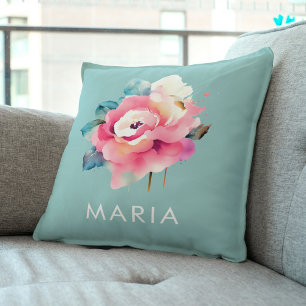 Coussin Joli cadeau floral minimaliste pour maman Jeter l'