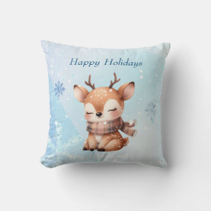 Coussin Joli cerf caricaturé en neige