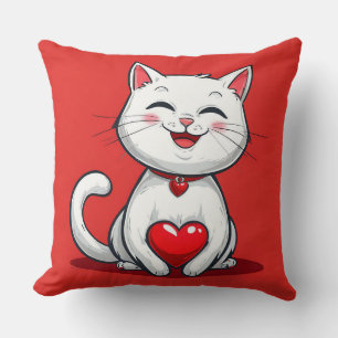 Coussin Joli chat de dessin animé amoureux