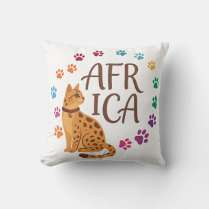 Coussin Joli chat de la savane africaine avec des empreint