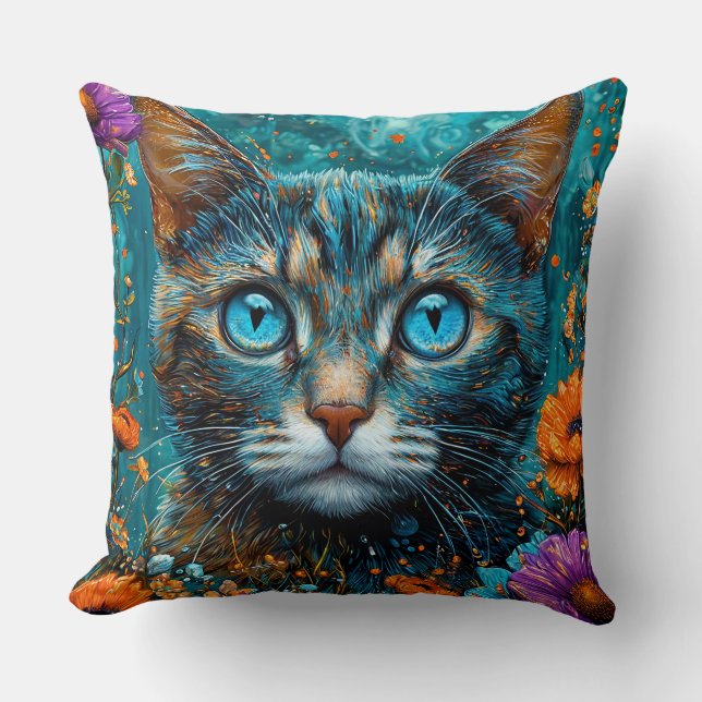 Coussin Joli Chat Floral (Recto)