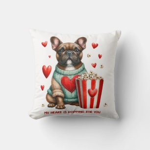 Coussin Joli cœur de la Saint-Valentin de Bouledogue Franç