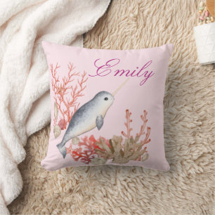 Coussin Joli coquillages océaniques Narwhal