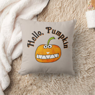 Coussin Joli dessin animé citrouille souriante Bonjour Aut