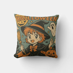 Coussin Joli dessin animé japonais rétro Halloween