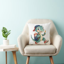 Joli dinosaure à l'aquarelle avec fournitures scol