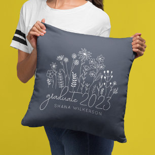 Coussin Joli diplômé en fleurs Fleur sauvage moderne rétro