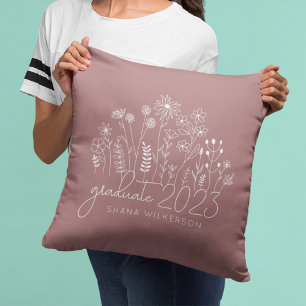Coussin Joli diplômé en fleurs Fleur sauvage moderne rétro