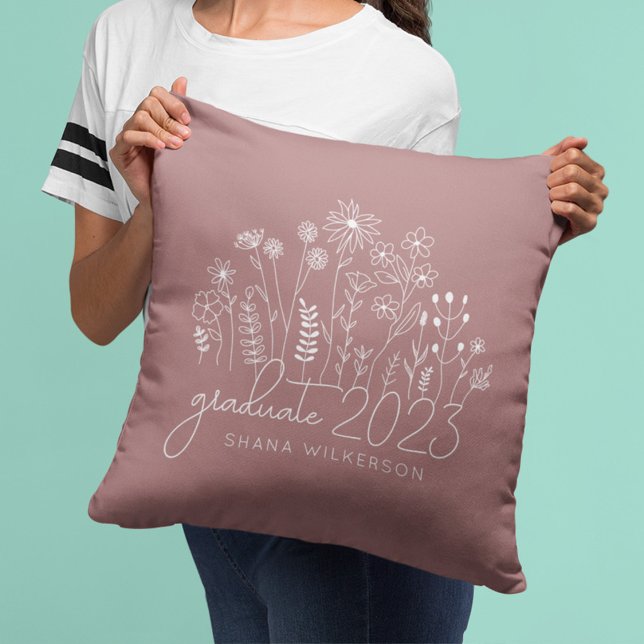 Coussin Joli diplômé en fleurs Fleur sauvage moderne rétro (Créateur téléchargé)