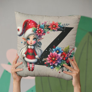 Coussin Joli Elfe de Noël Festif Z Faux Cuir Brun