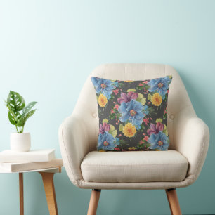 Coussin Joli Et Fleur Sombre