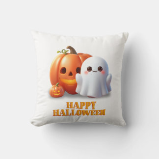 Coussin Joli Fantôme & Citrouille Joyeux Halloween 