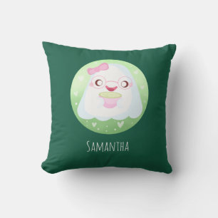 Coussin Joli Fantôme de Latte au Matcha