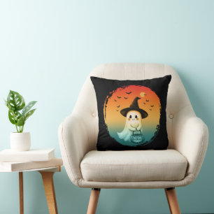 Coussin joli fantôme halloween citrouille automne saison a