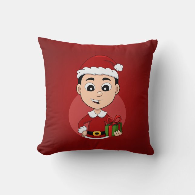 Coussin Joli garçon de Noël aux cheveux noirs (Recto)