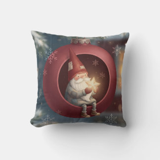 Coussin Joli gnome à l'intérieur d'un ornement de Noël rou