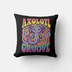 Coussin Joli groove rétro axolotl tripant années 70 hippie