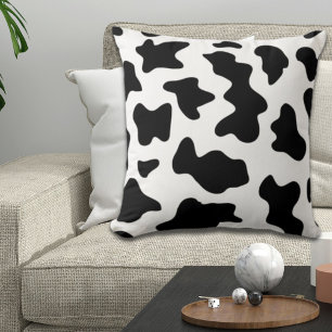 Coussin joli imprimé noir et blanc de vaches laitières de 