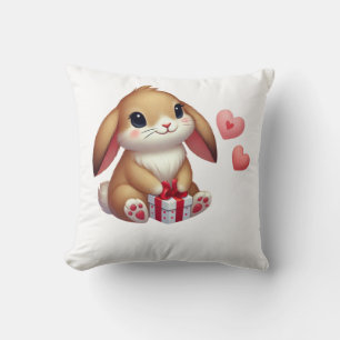 Coussin Joli lapin de la Saint-Valentin
