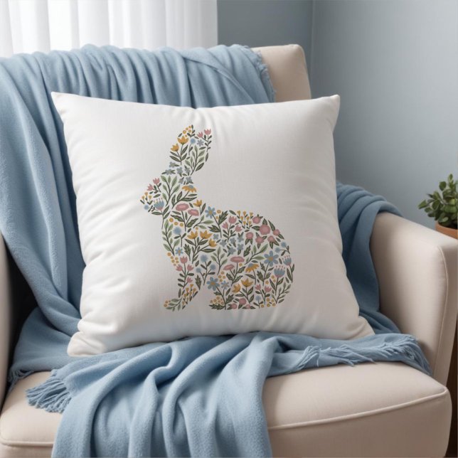 Coussin Joli lapin Fleur sauvage Printemps de Pâques (Créateur téléchargé)
