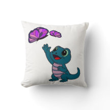 Joli lézard de dessin animé sarcelle tendant la ma
