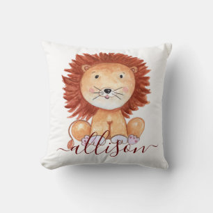 Coussin Joli lion dessiné à la main enfants personnalisés