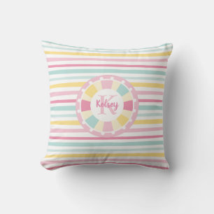 Coussin Joli Monogramme Fille Coloré