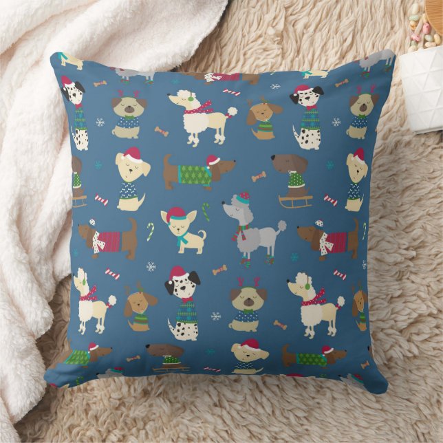 Coussin Joli Motif de Noël sur Blue (Couverture)