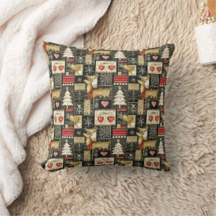 Coussin Joli motif de rennes de Noël