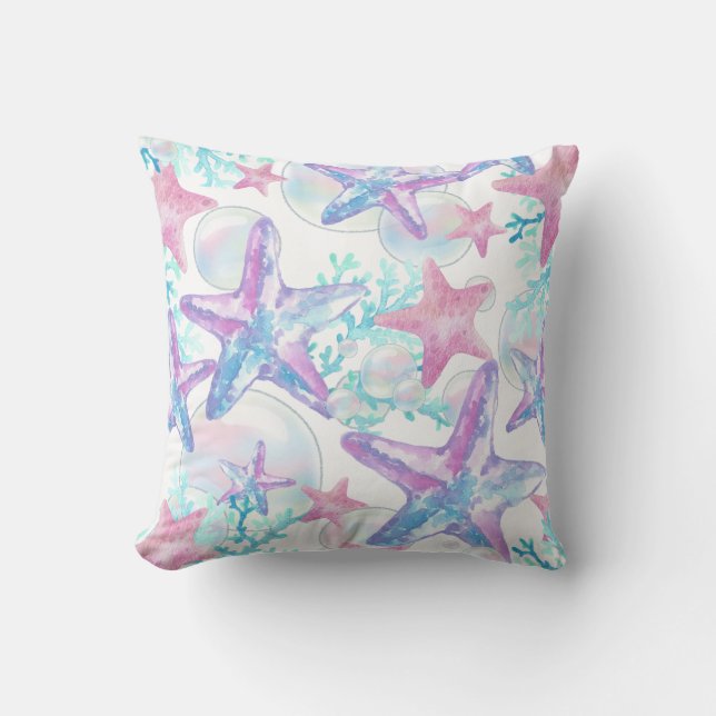 Coussin Joli Motif d'étoiles de mer rose (Recto)