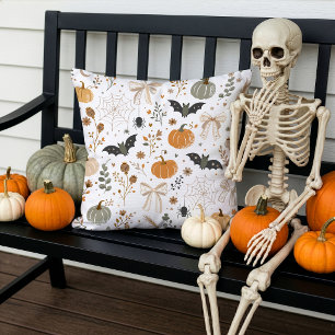 Coussin Joli motif d'Halloween Citrouilles Chauves-souris