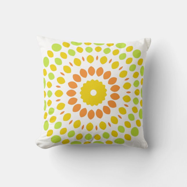 Coussin Joli motif en vert citron, jaune citron, orange (Recto)