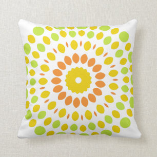 Coussin Joli motif en vert citron, jaune citron, orange