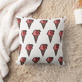 Coussin Joli motif esthétique de glace à la fraise rose